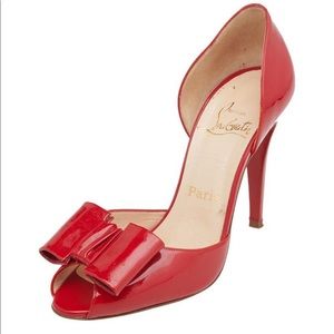 Christian Louboutin bow size 38 Red Patent Leather Jolie-noeud D'Orsay Pumps